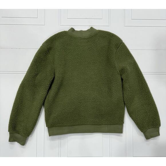 Zyia Active Olive Green and Black Sherpa Fleece Bomber Jacket Size M - Picture 6 of 6